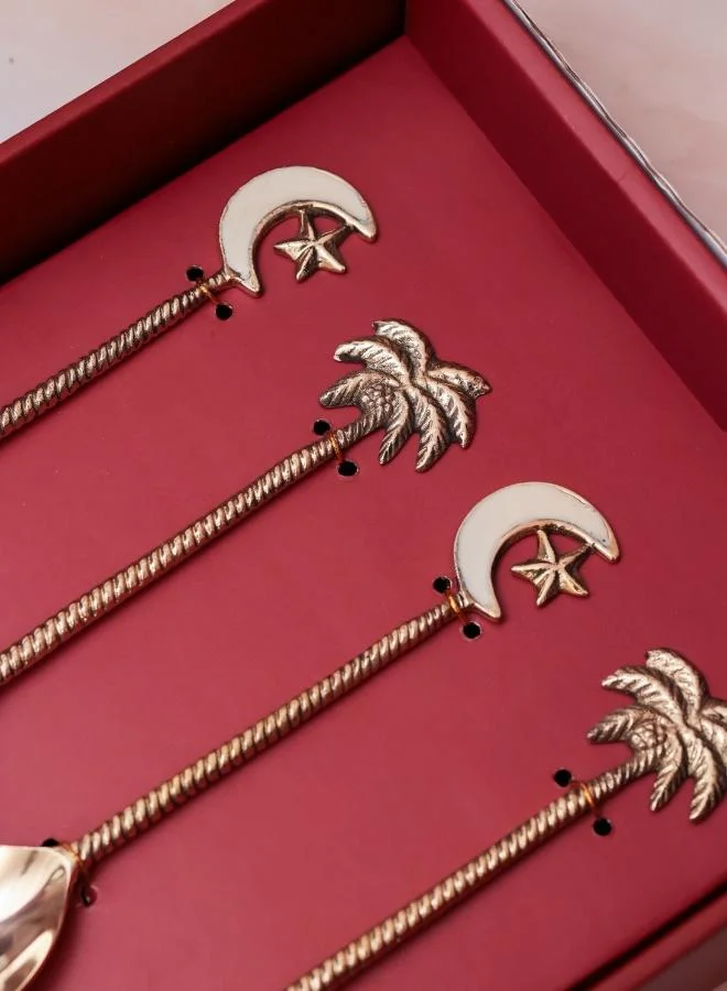 Casa Quesera  Casa Quesera Palm and start Dessert spoon in Gold  | Best Price UAE